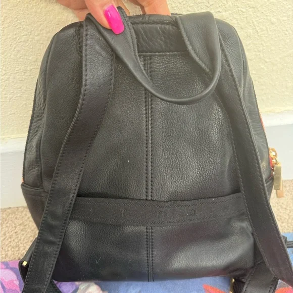 Hammitt Black Leather Backpack with Gold Accents- - Picture 2 of 6